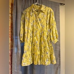 Anthropologie Size XS Maeve Yellow Floral Mini Dress